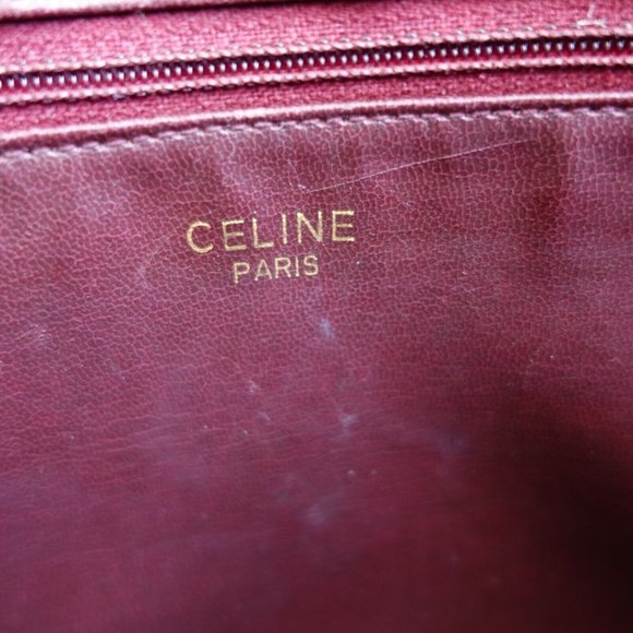 Vintage Celine Bag Leather Crossbody Shoulder Sling Purse Burgundy Weave RARE - Picture 4 of 16